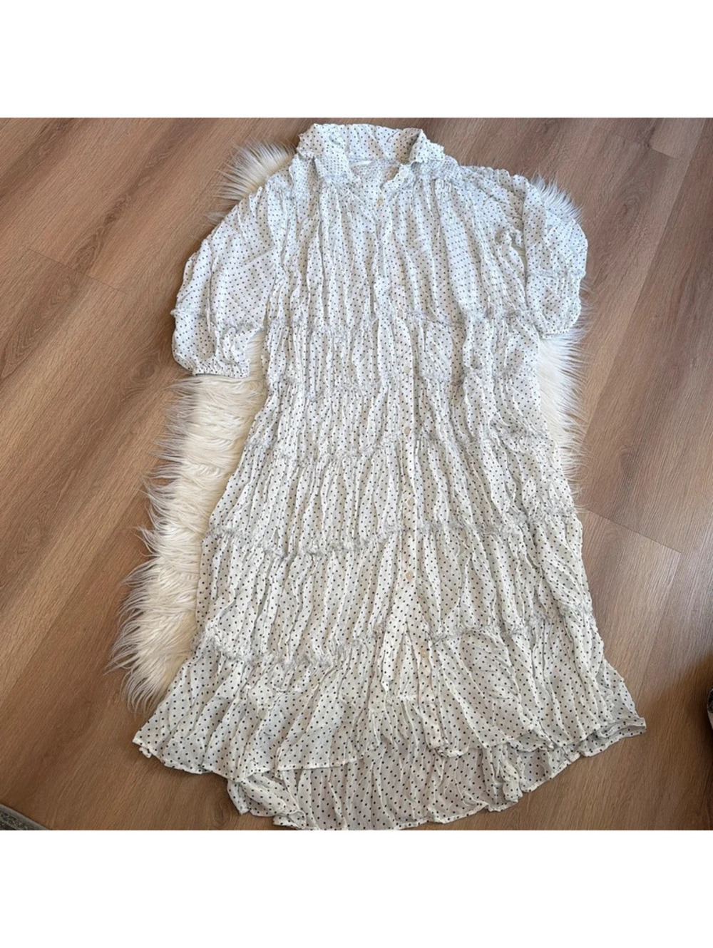 Anthropologie Long-Sleeve Smocked Tiered Maxi Dress XL